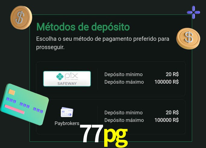 O cassino 77pg oferece uma grande variedade de métodos de pagamento